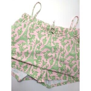 Bed Head Cotton Blend Pajamas Cami Shorts Set Large Paris Eiffel Tower Floral